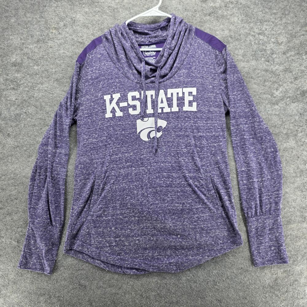Pressbox Hoodie Womens XL Purple K-State Pullover Hooded Cowl Neck Lightweight